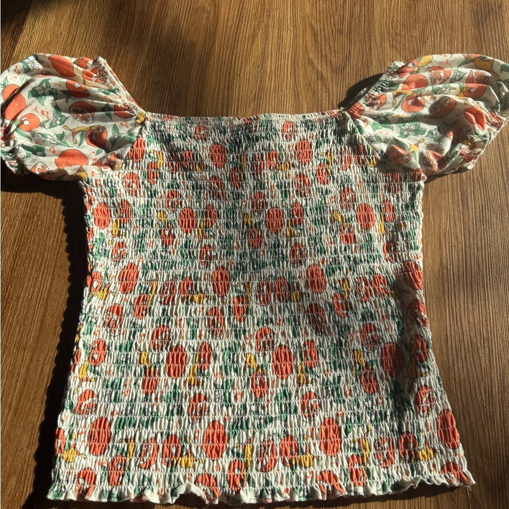 Disney Vault Collection Smocked Top in Cream with Orange & Green Tie-Dye